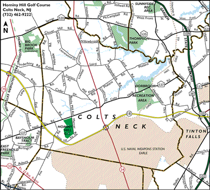 Map to Hominy Hill Golf Course